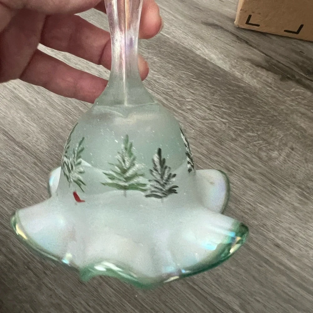 Fenton Glass Bell with Green Fern Design - Picture 16 of 16